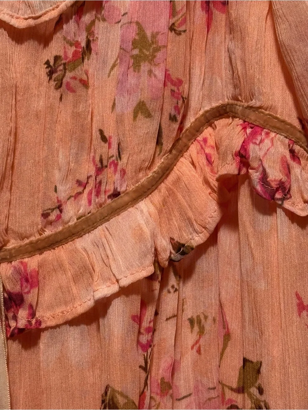 Free People Peach-Pink Floral Mini Dress